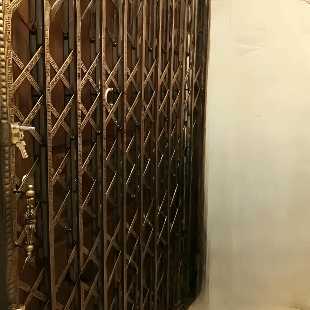 درب آکاردئونی طرح دار لوزی با تسمه آهنی مقاوم