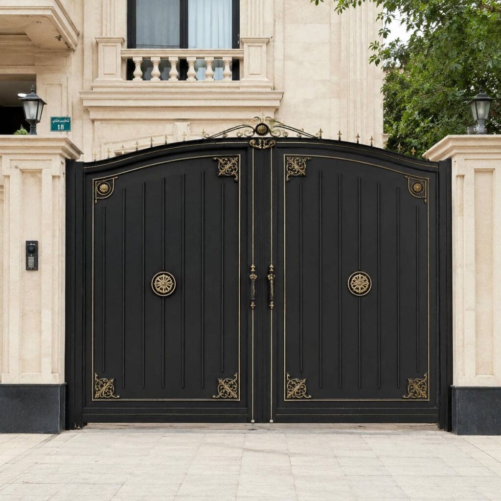 14 نمونه درب حیاط مشکی طلایی
