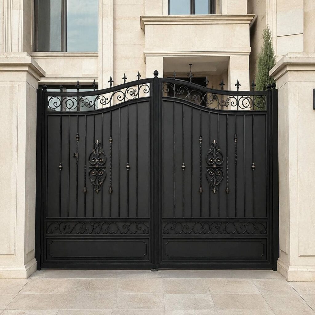 درب پارکینگ مشکی طلایی مدرن برای خرید مطمئن