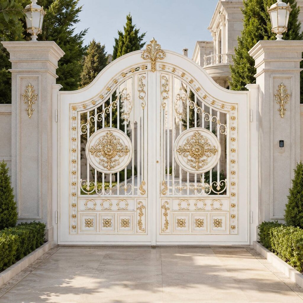 درب ویلایی باغچه دار ورودی با نصب دقیق کنار باغچه