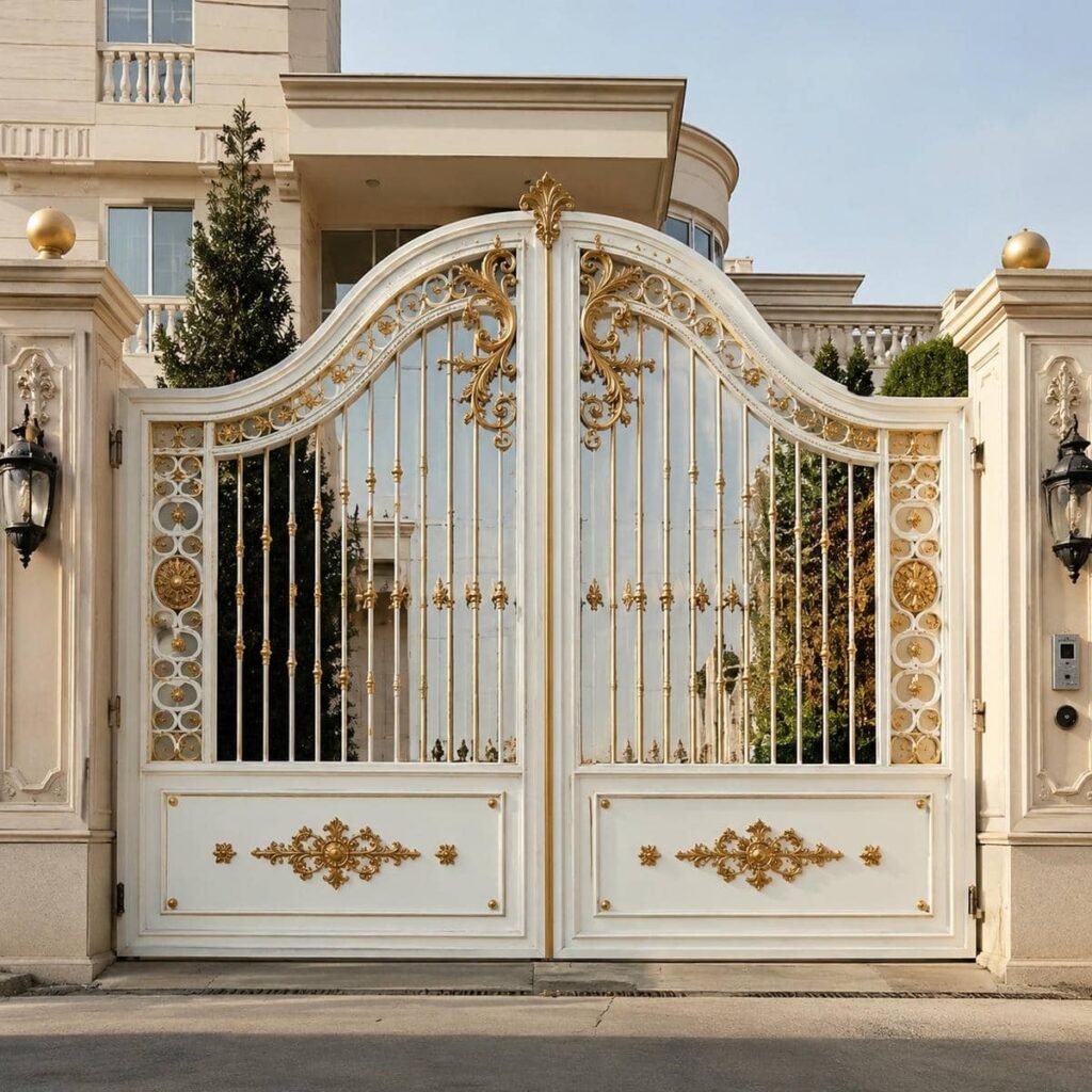 درب ویلایی باغچه دار ورودی فرفورژه برای سفارش محوطه کلاسیک