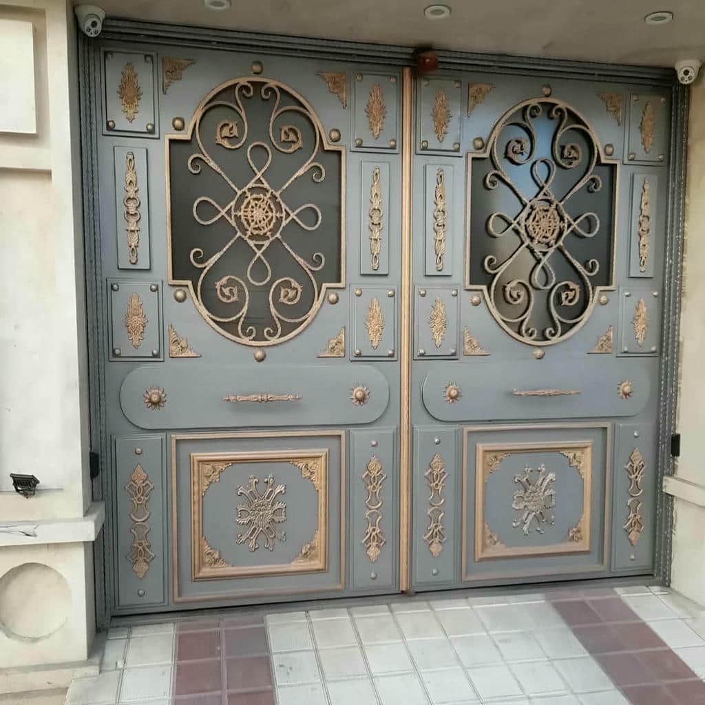 مدل درب طرح چوب فلزی با ساخت سفارشی پروفیل آهنی