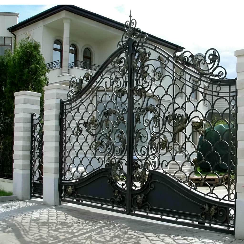 درب پارکینگ دو لنگه عریض پوشیده برای کنترل دید داخل