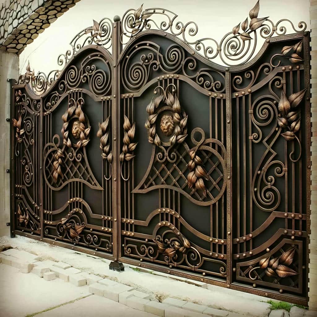 درب باغی ویلایی فرفورژه قوسی مناسب نمای کلاسیک