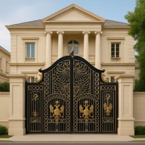11 طرح درب حیاط فرفورژه نمای رومی