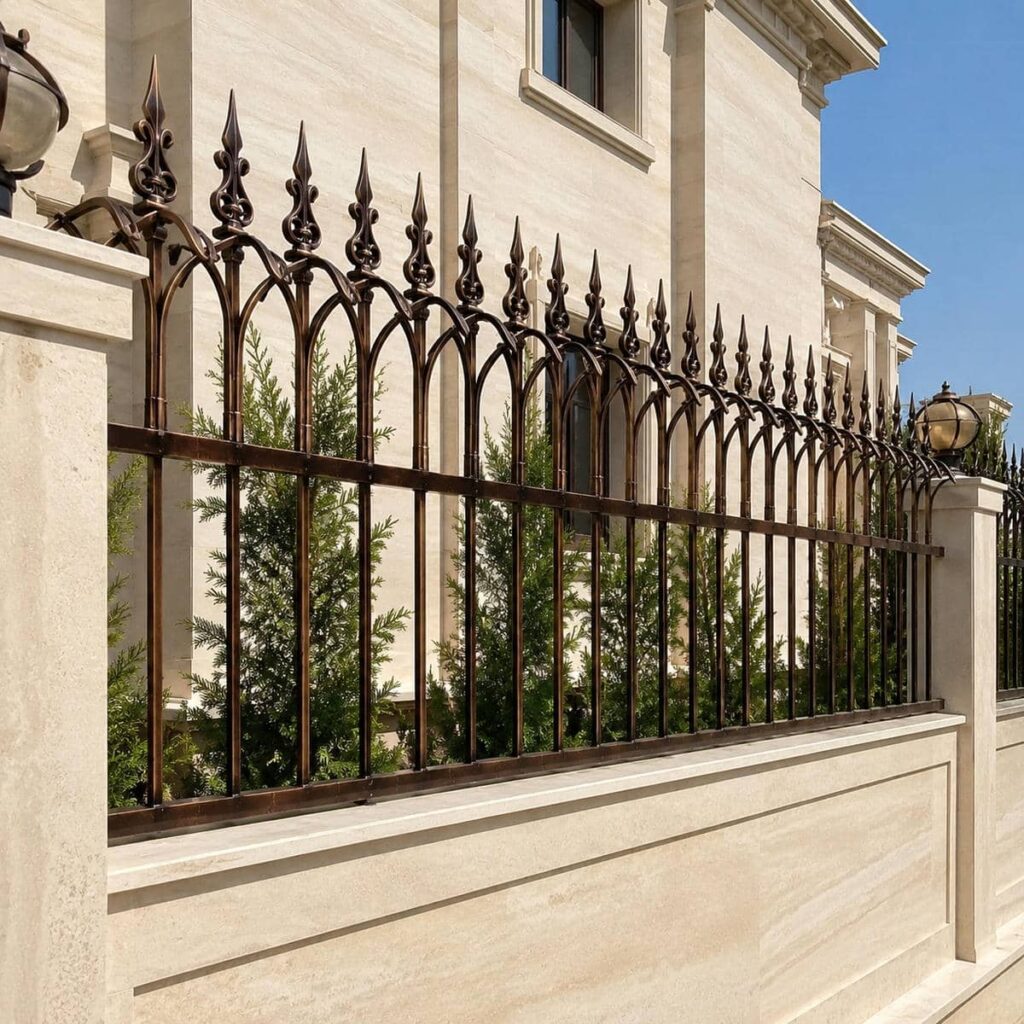 فروش حفاظ دیوار شیک روی سنگ تراورتن برای امنیت نما
