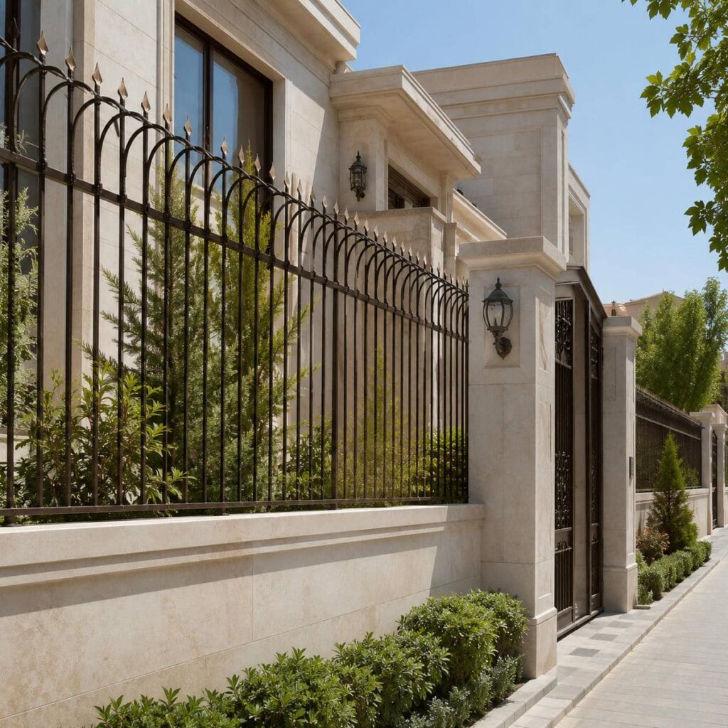 نصب حفاظ دیوار کوتاه حیاط روی دیوار سنگی