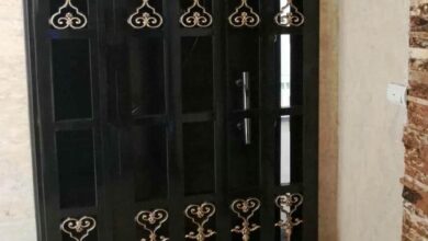 رنگ آمیزی درب محافظ آکاردئونی