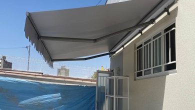 سایبان ریموت دار با رنگ هماهنگ با نمای ساختمان